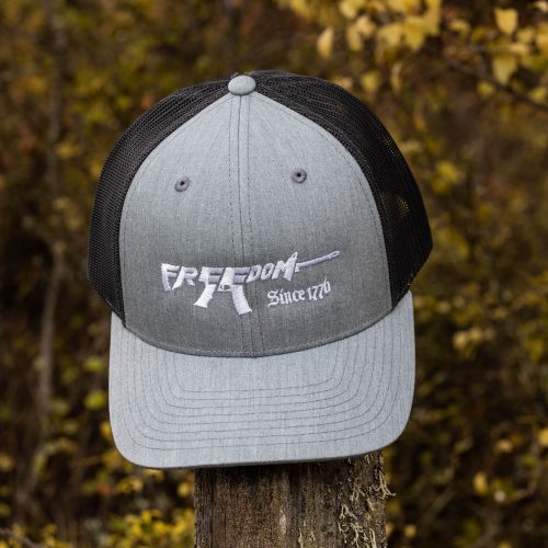 Gray and black Freedom Rifle hat from United States of American's Republic USOAR
