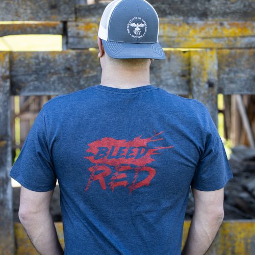 Let Freedom Ring mens back Man wearing Blue Let Freedom Ring T-shirt from United States of American's Republic USOAR